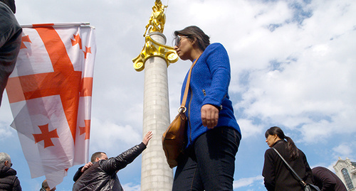 Акция ЕНД в Тбилиси возле здания Госканцелярии. 21 марта, Тбилиси. Фото Беслана Кмузова для "Кавказского узла"