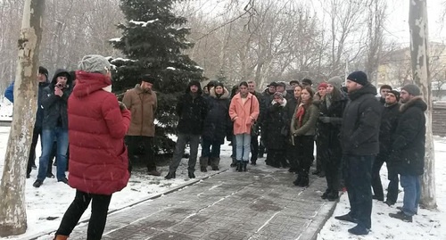 Участники акции в Махачкале против строительства музея в парке. 29 января 2017 года, Махачкала. Фото Тимура Исаева для "Кавказского узла".