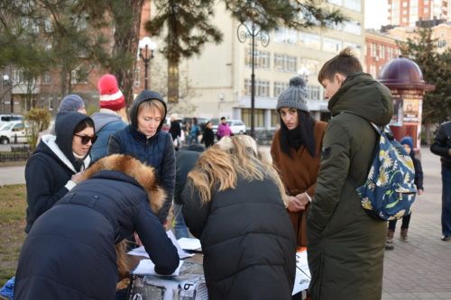 Сбор подписей под резолюцией зоозащитного пикета в Ростове-на-Дону. Фото Константина Волгина для "Кавказского узла"